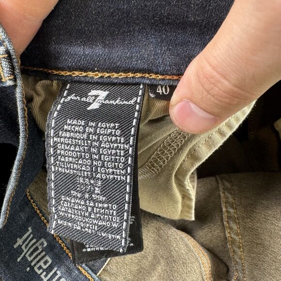 S 7 For All Mankind Jeans Mens 40x33 Blue The Straight Dark Wash Stretch Denim - Picture 10 of 11